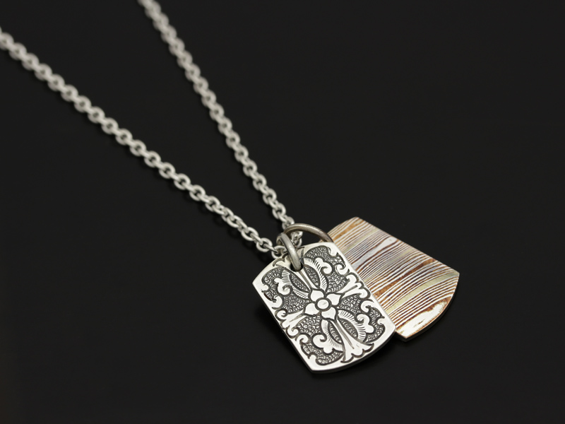 MOKUME & Carved Dog Tag Necklace MOKUME & Carved Dog Tag Necklace