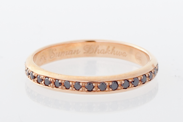 18K Pink Gold Combination Ring w/Black Diamond 18K Pink Gold Combination Ring w/Black Diamond